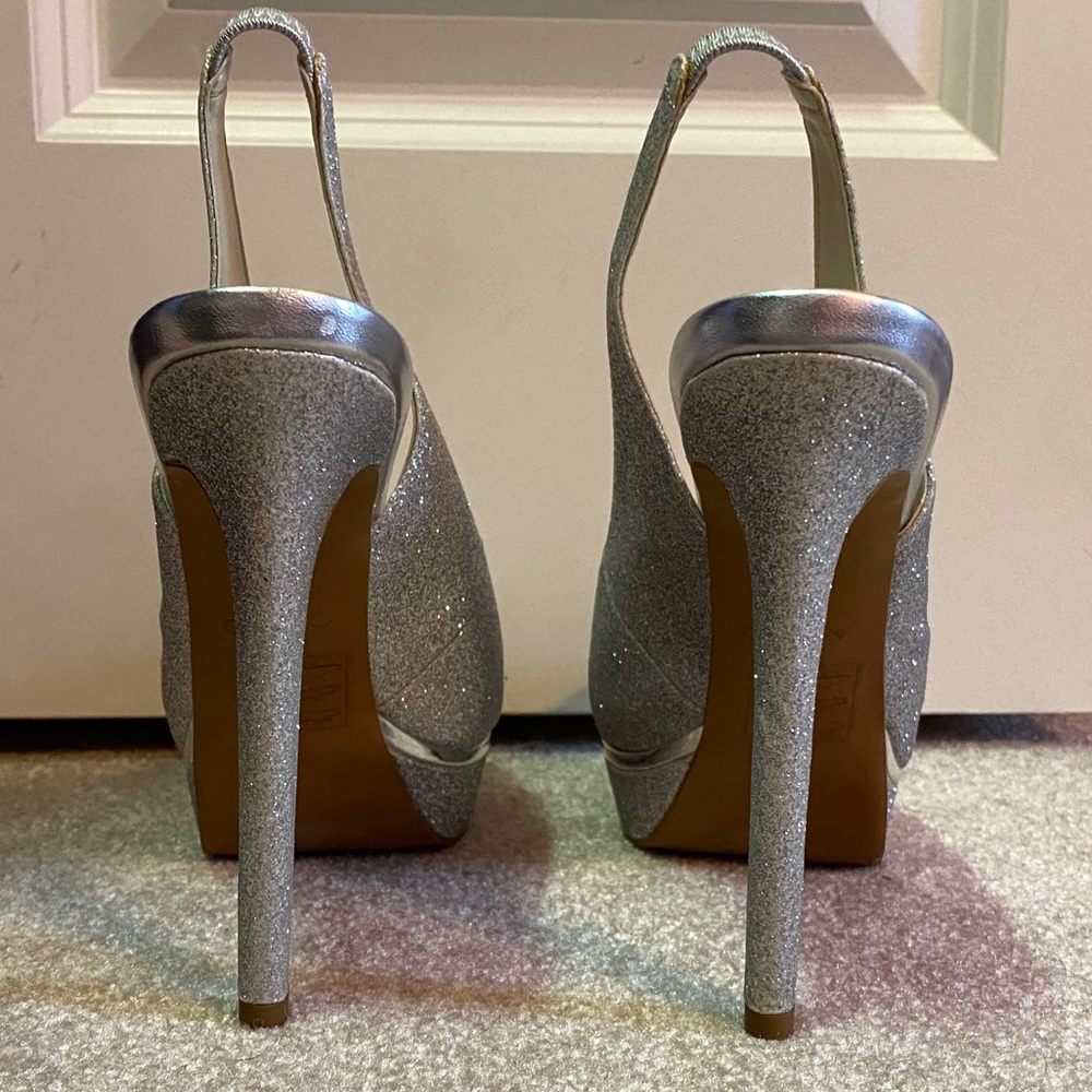 Aldo Silver Sparkle Slingback Platform 8.5 - Picture 2 of 8